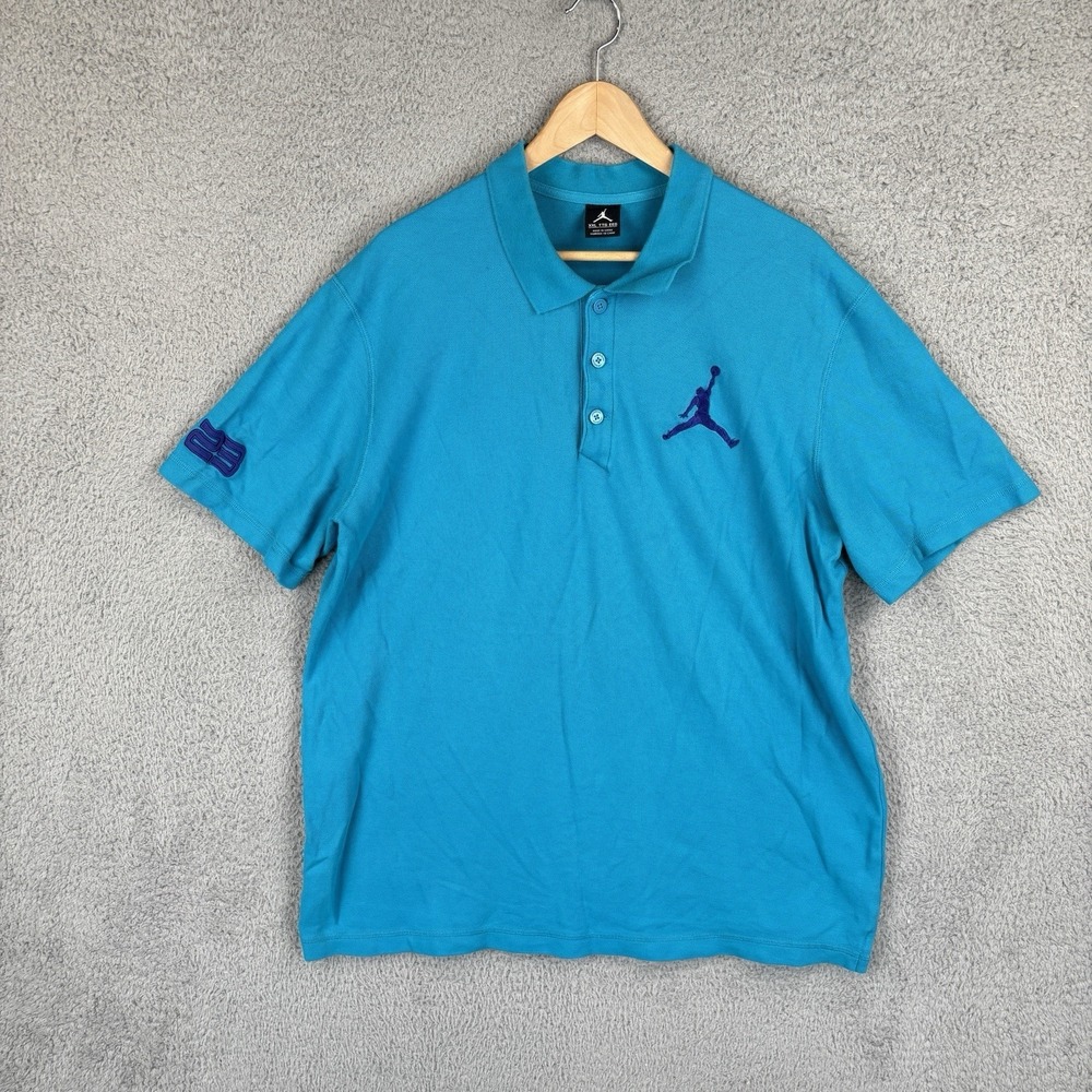 Nike Air Jordan Polo Shirt Mens 2XL Turquoise Purple Golf Performance Charlotte